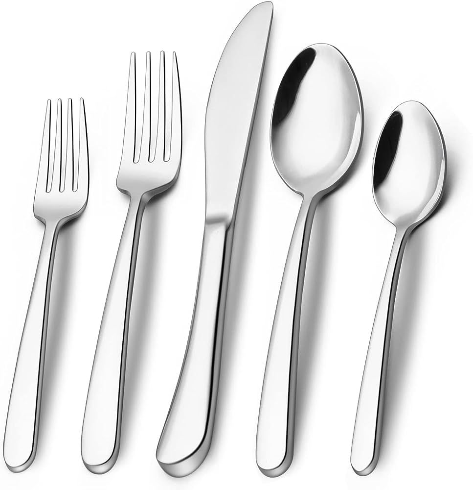40-Piece Silverware Set, Heavy Duty Stainless Steel Flatware Set for 8, Food-Grade Tableware Cutl... | Amazon (US)
