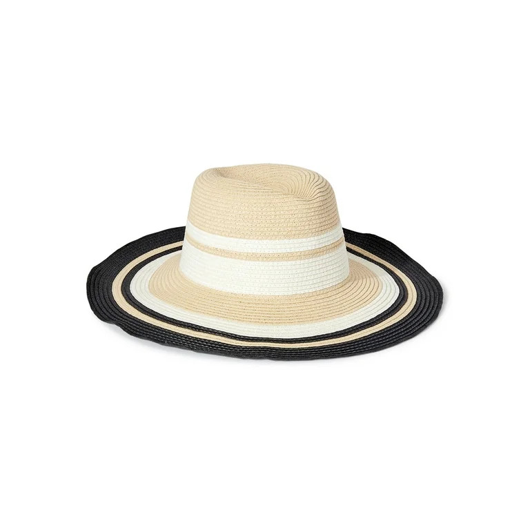 C. Wonder Striped Straw Panama Hat - Walmart.com | Walmart (US)