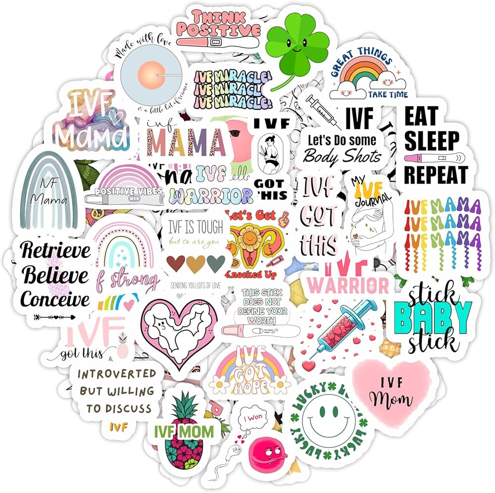 BulbaCraft 100Pcs IVF Stickers for Water Bottle and Laptop - IVF Party Favors & Decorations, Wate... | Amazon (US)