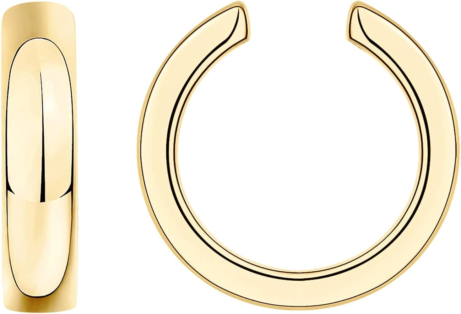 PAVOI 925 Sterling Silver 14K Gold Plated Round Huggie Ear Cuff Gold Earrings for Women | Clip On... | Amazon (US)