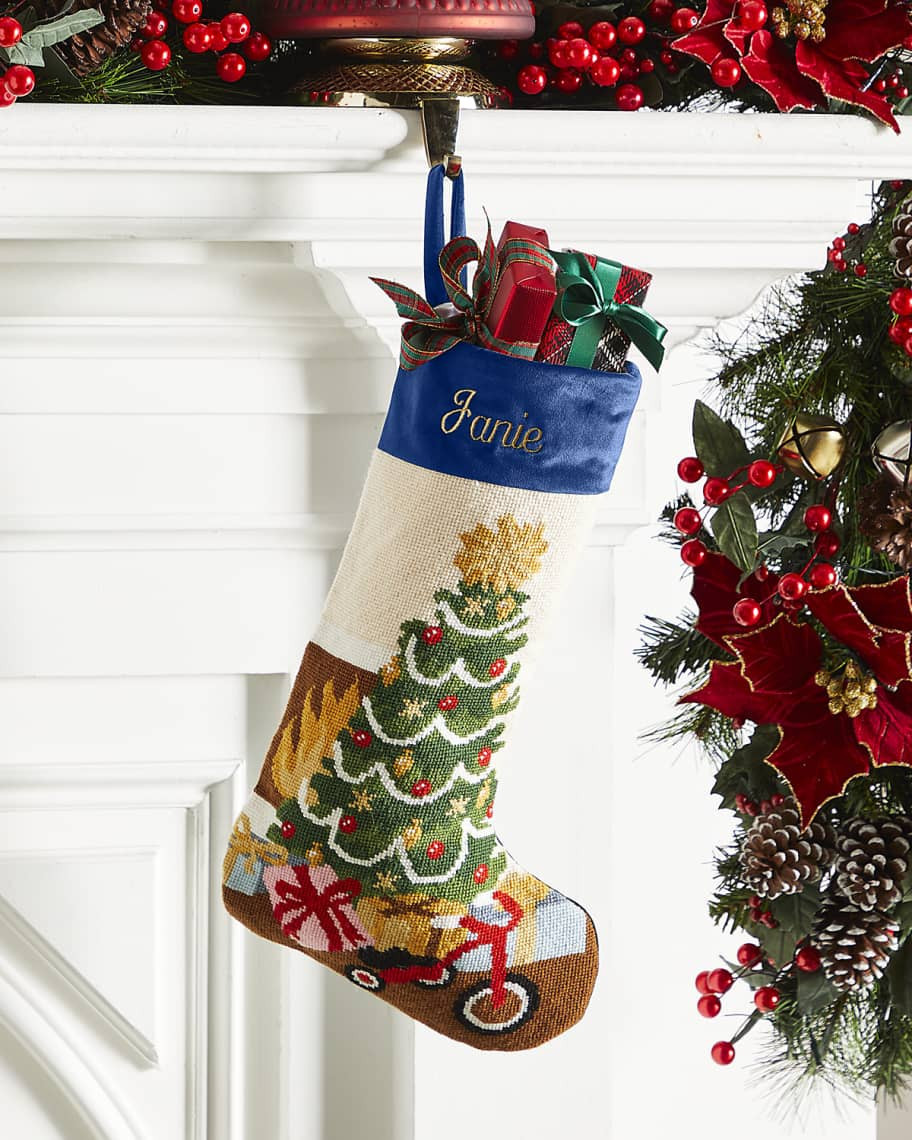 Bauble Stockings x Sainty Nelsen "Home For The Holidays" Christmas Stocking, Personalized | Neiman Marcus