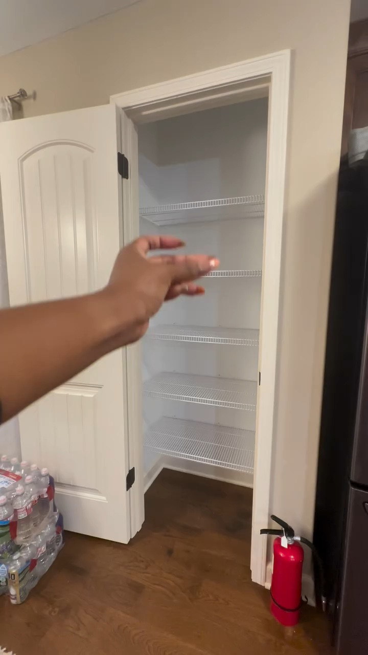 Do you want to upgrade your pantry shelves? 

Let me show you how to make pantry shelf covers under $100!

🛠️Materials:
1x3 white wood & 1/4 pine plywood (recommend 2 oak wood)
Wood glue
Nail gun
Wood Stain 
Sponge
Sand paper 

📝Instructions:
1. Measure pantry shelves H x W x L
2.Purchase Wood and have them cut it to your measurements if you don’t have a saw at home 
3.Sand wood until smooth 
4.Glue Wood
5. Nail the wood 
6. Stain
7. Dry
8. Done 😄

Easy Peasy

#diyproject #diypantryshelves #pantryshelves #diyhome #diyhomeprojects