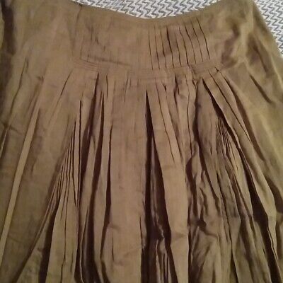 J. CREW Size 2 Khaki Tan Pleated A-Line Lined Lightweight Cotton Skirt | eBay US