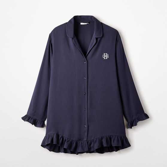Ruffle Sateen Night Shirt | Mark and Graham