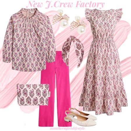 Loving this New Pink Rose Water Floral Pattern from J.Crew Factory!

Everything is on Sale!

Smock Neck Top, Berry Wide Leg Pants, Pearl Gingham Earrings, Headband, Ruffle Sleeve Midi Dress, Tweed Cap Toe Slingback Flats & Floral Pouch

Spring. Winter Outfits. Work Outfit  