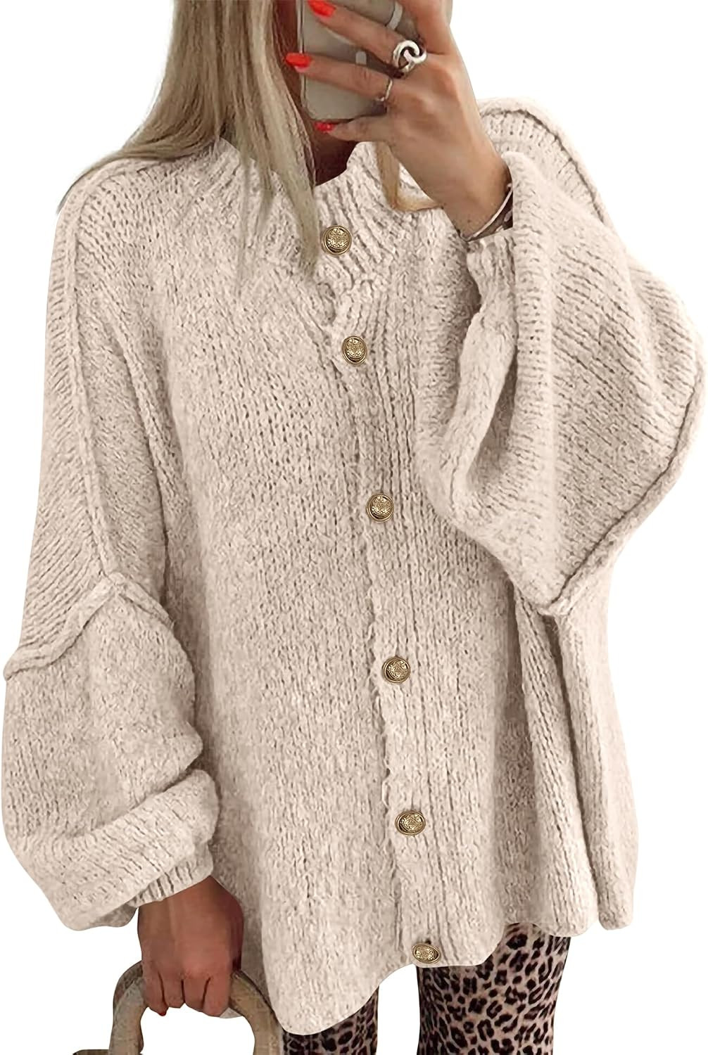 BTFBM Oversized Cardigan Sweaters for Women Casual 2026 Trendy Fall Clothes | Amazon (US)