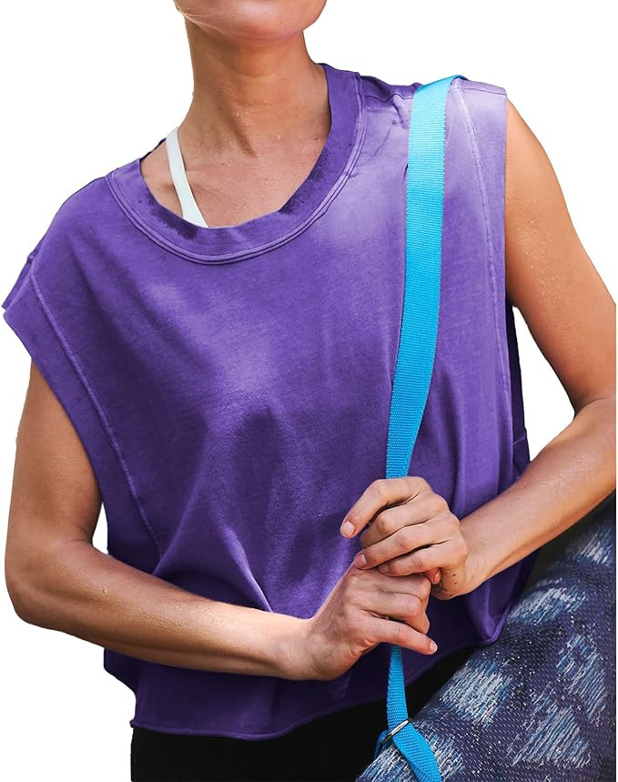 Ainangua Oversized Tank Top for Women Sleeveless Athletic Cropped Activewear Workout Yoga Gym Top... | Amazon (US)