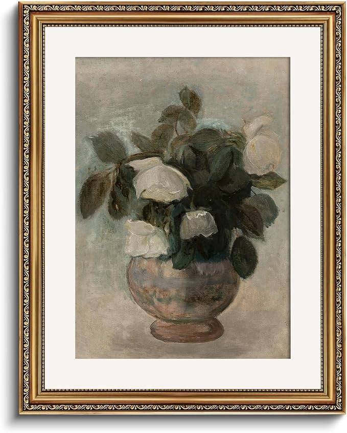 InSimSea Retro Gold Framed Wall Art, Home Room Rose Flower Vintage Wall Decor, Canvas Print Artwo... | Amazon (US)