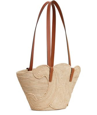 Celine classic panier small braided Triomphe in raffia and calfskin - CELINE | 24S US