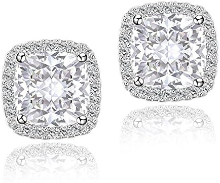 YOMELA Cubic Zirconia Earrings Studs, Halo CZ Birthstone Simulated Diamond Stud Earrings for Wome... | Amazon (US)