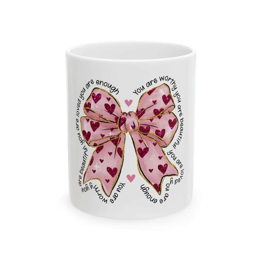 Coquette Valentines Day Ceramic Mug, Romantic Coffee Cup for Her, Love Gift, Heart Decor, Valenti... | Etsy (US)