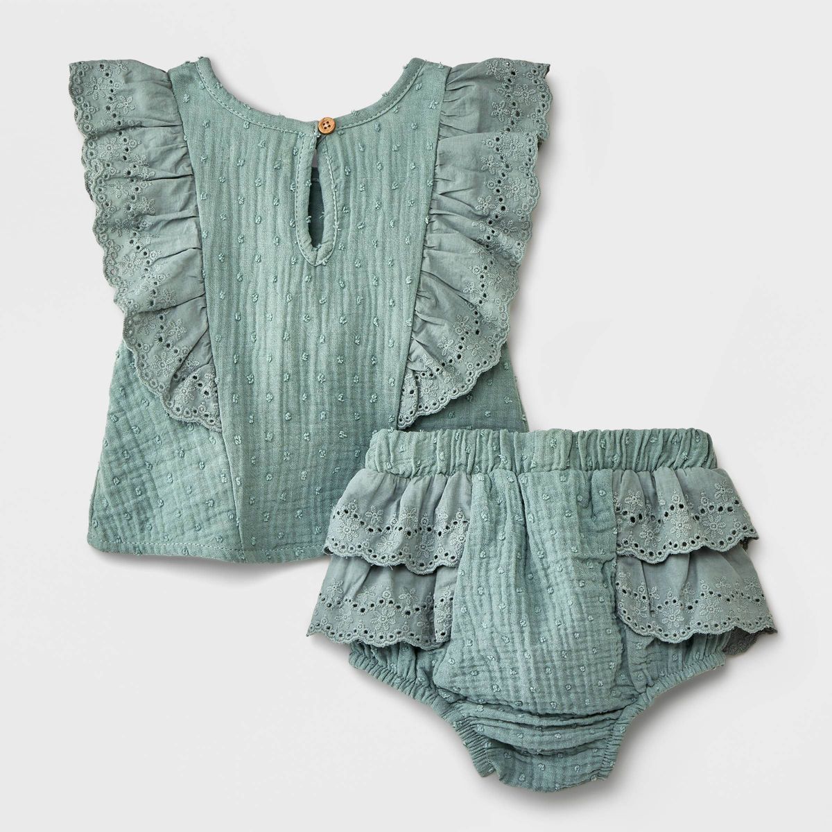 Grayson Mini Baby Girls' Solid Top & Bottom Set - Green | Target
