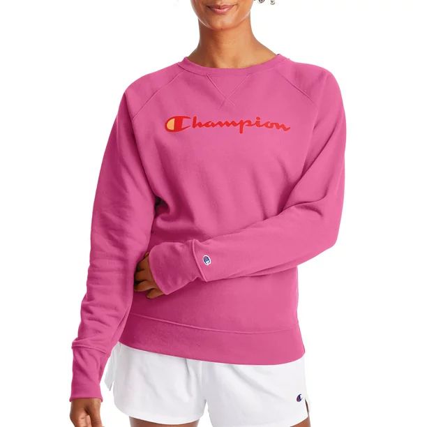Champion Women's Powerblend Fleece Boyfriend Crew Neck Graphic Sweatshirt | Walmart (US)