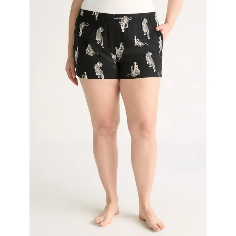 Joyspun Women's Woven Pajama Boxer Shorts, 3'' Inseam, Sizes XS-3X | Walmart (US)