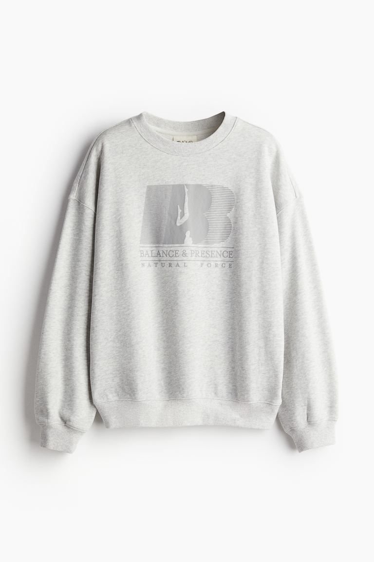 Oversized Sports Sweatshirt - Light gray/Balance & Presence - Ladies | H&M US | H&M (US + CA)