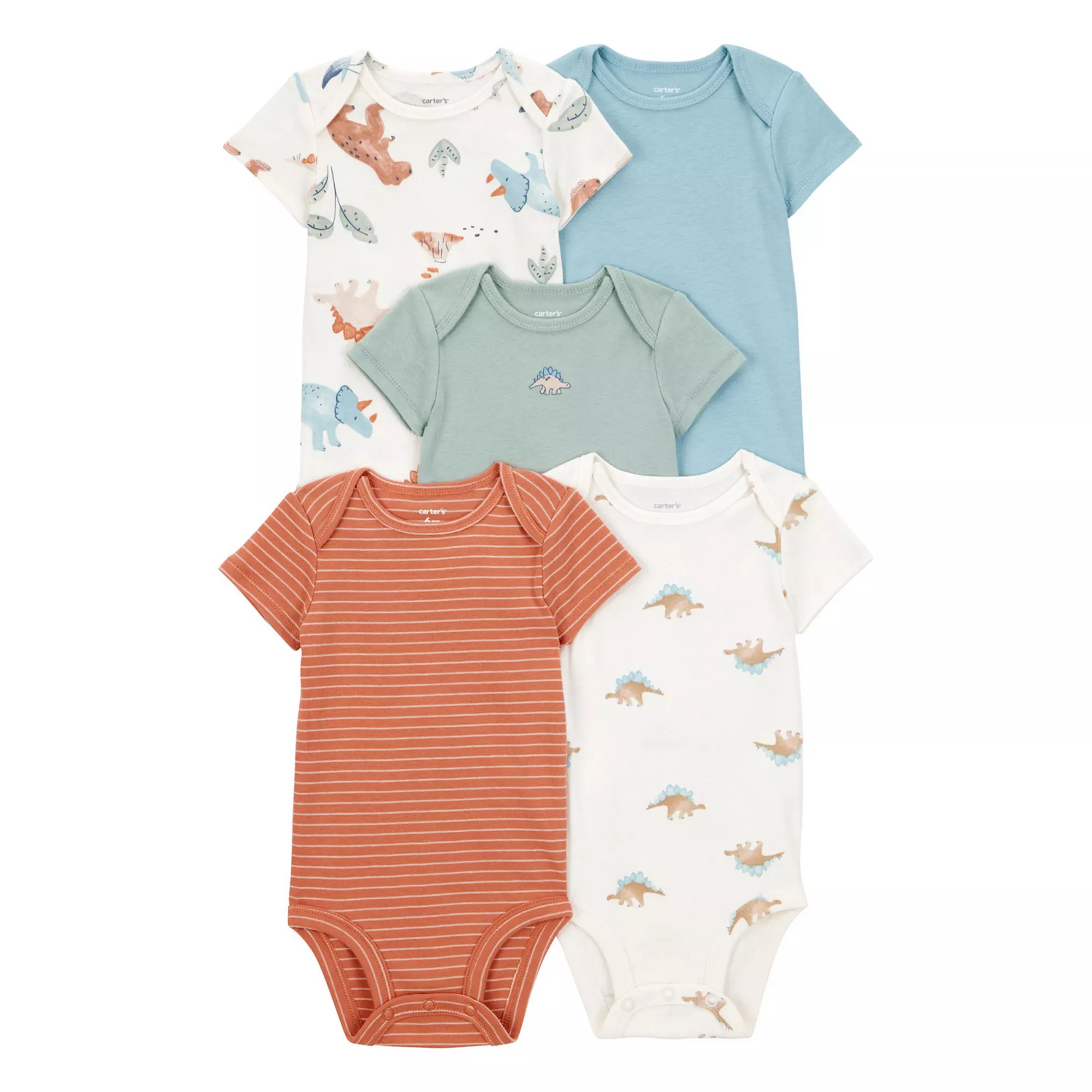 Baby Boy Carter's 5-pk. Dinosaur Short Sleeve Bodysuit Set | Kohl's