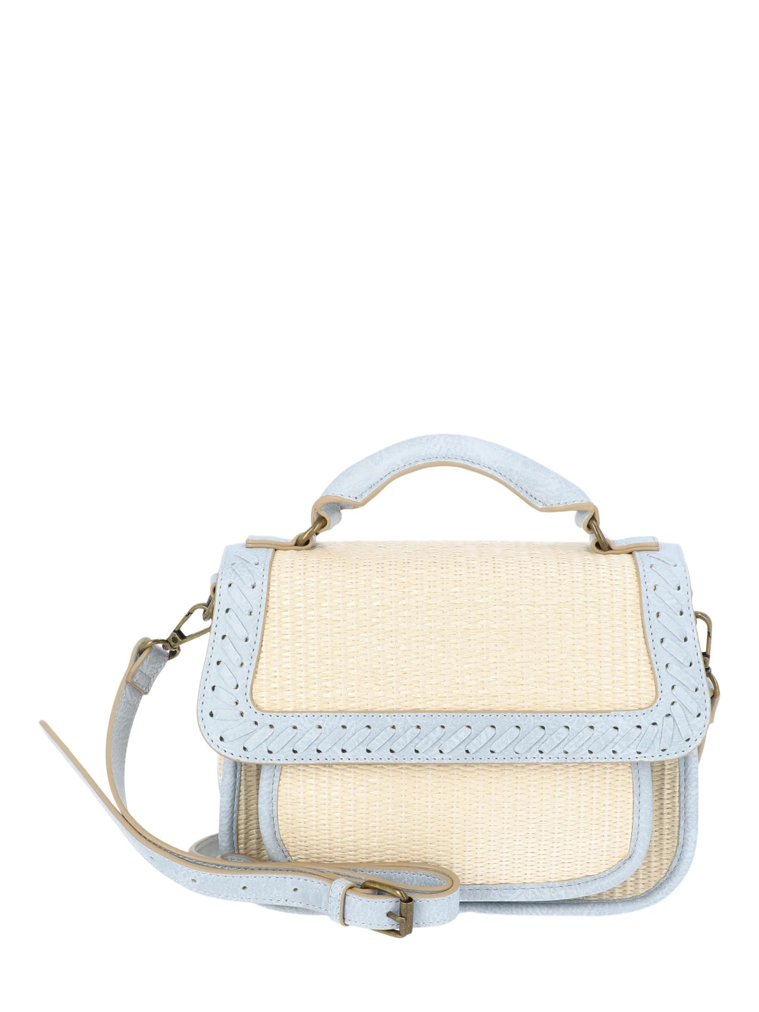 The Pioneer Woman Raffia and Faux Leather Flap Crossbody Bag, Women’s | Walmart (US)