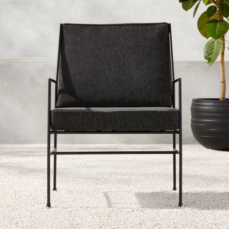 Pavilion Outdoor Patio Lounge Chair with Grey Sunbrella Cushions Model 6471 | CB2 | CB2