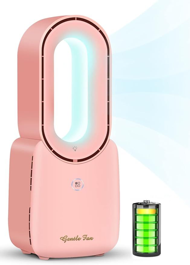 Misby Desk Fan, Portable Bladeless Fan 4 Wind Speed & Touch Control 5 Colors Led Light 11.8 Inch ... | Amazon (US)
