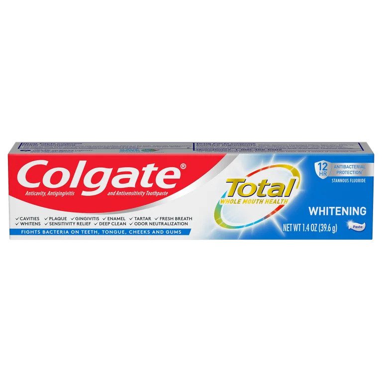 Colgate Total Whitening Toothpaste, Mint, Travel Size, 1.4 Oz | Walmart (US)