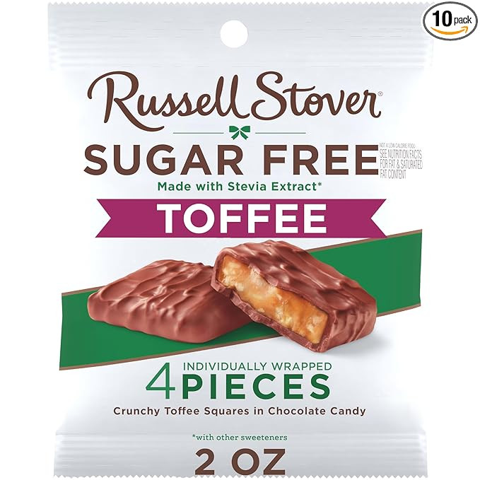 RUSSELL STOVER Sugar Free Toffee Squares in Chocolate Candy, 2 oz. bag (Pack of 10) | Amazon (US)