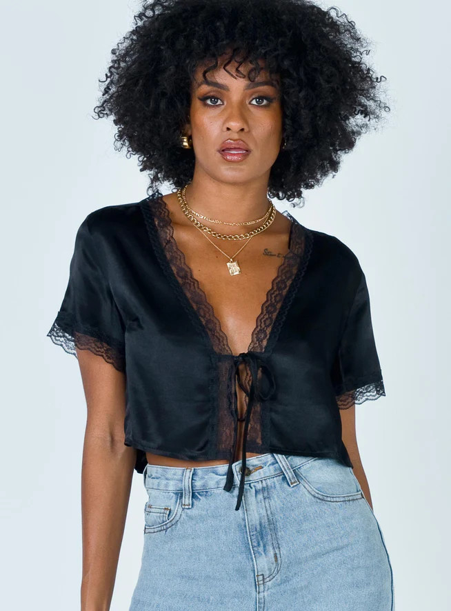 Vintage Tie Up Top Black | Princess Polly US