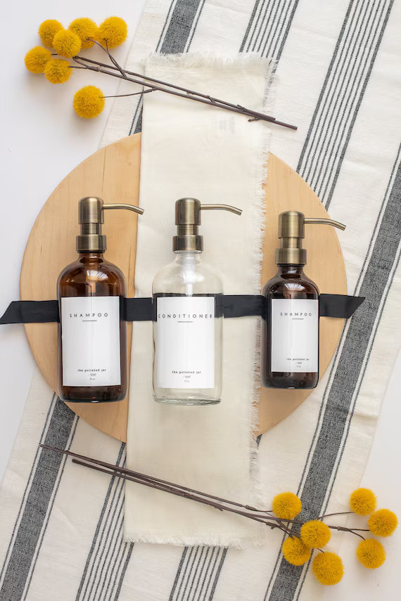 Glass Bottle | Custom Amber or Clear  Bottle Soap Dispenser | Signature Collection | Metal Pump |... | Etsy (US)