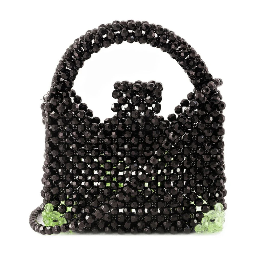 Women's Beaded Top Handle Bag Black Others | Italist Inc.