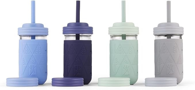 Elk and Friends Smoothie Cups For Kids & Toddler | The Original Glass Mason Jars 12 oz with Silic... | Amazon (US)