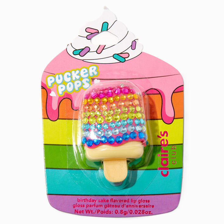 Claire's Club Pucker Pops® Rainbow Bling Lip Gloss - Birthday Cake | Claire's (US)
