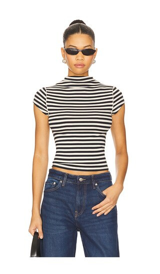Free People x We The Free Lola Tee Stripe In Black & White Stripe in Black,White. - size M | Revolve Clothing (Global)