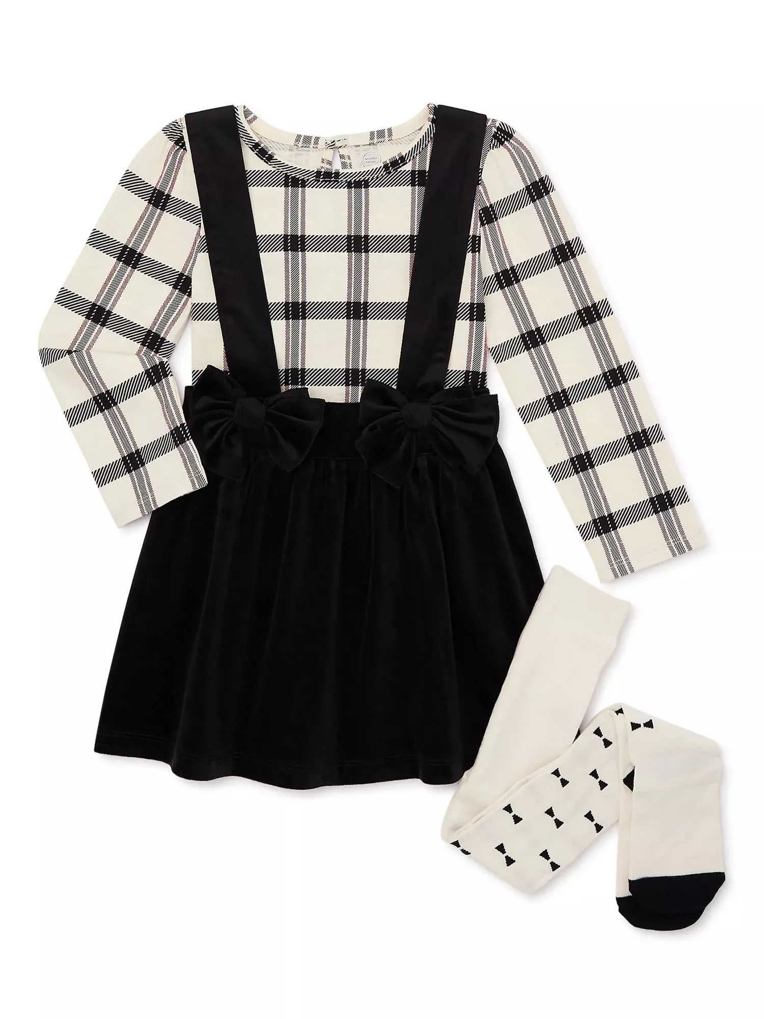 Wonder Nation Baby Girl Dress and Tights Outfit Set, 2-Piece