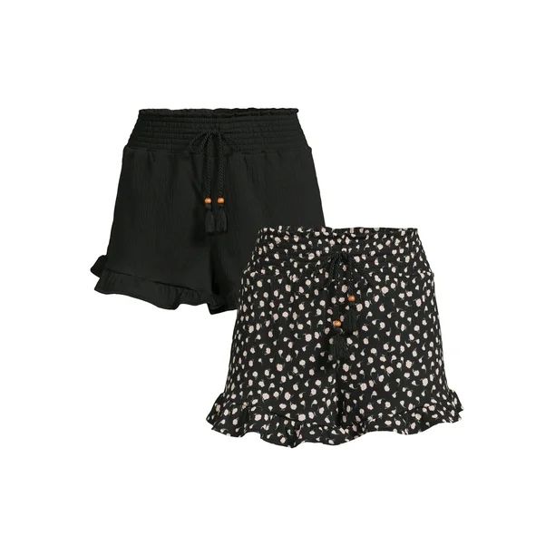 No Boundaries Juniors' Knit Gauze Ruffle Shorts | Walmart (US)