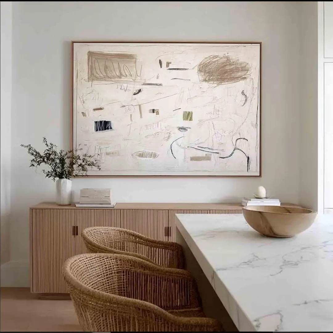 Pure Beige Minimalist Painting Beige Wabi Sabi Wall Art Modern Contemporary Abstract Art Large Be... | Etsy (US)