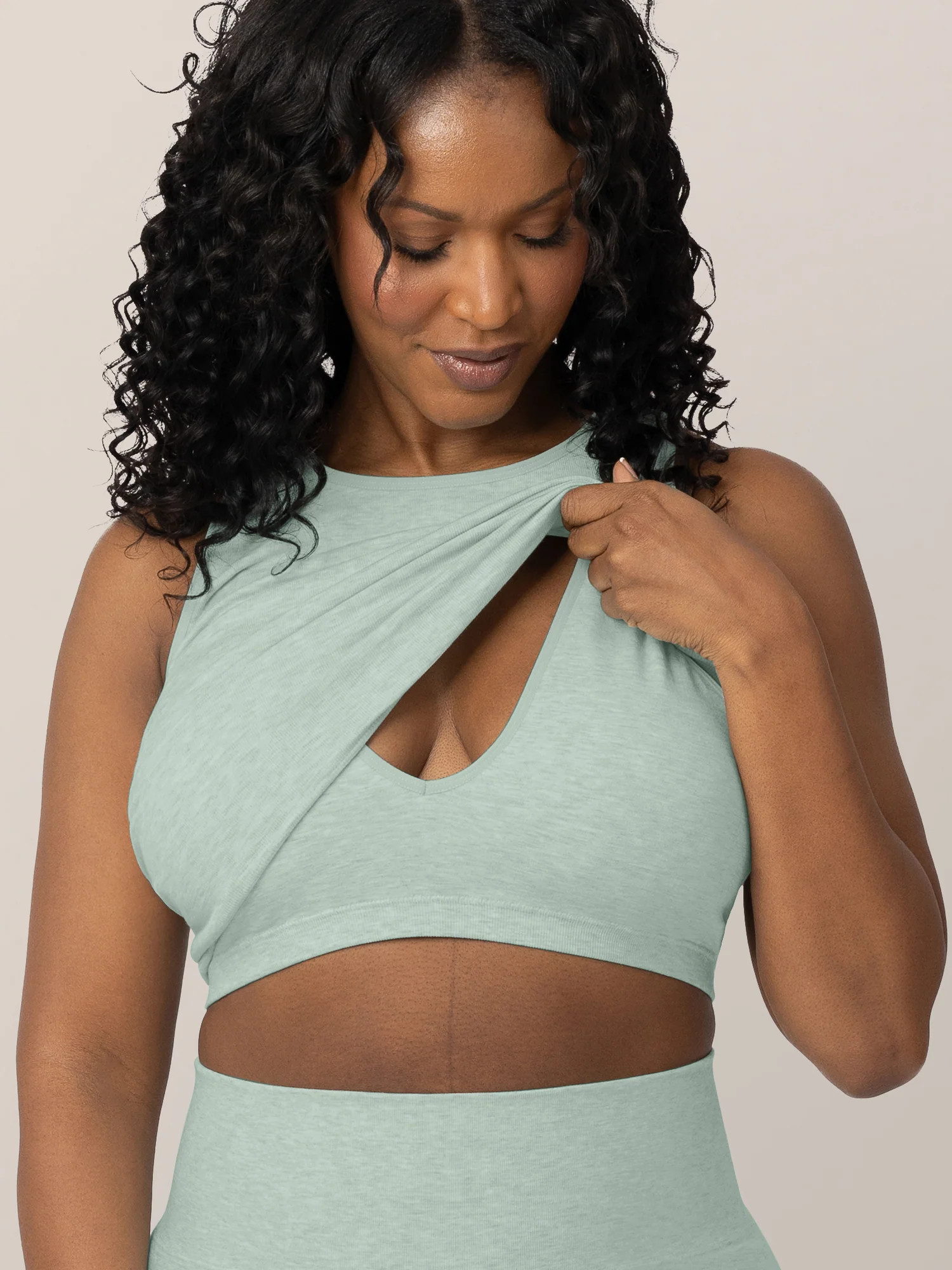 Sublime® Bamboo Maternity & Nursing Longline Bra | Dusty Blue Green Heather - Kindred Bravely | Kindred Bravely