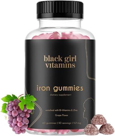 Black Girl Vitamins - Iron Gummies (20 mg), Supports Iron Deficiency & Anemia, Gluten-Free, Gelat... | Amazon (US)
