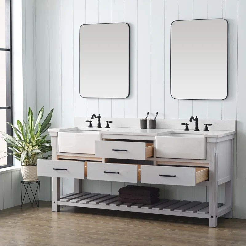 Mexborough 72'' Free-standing Double Bathroom Vanity with Engineered Stone Vanity Top | Wayfair North America
