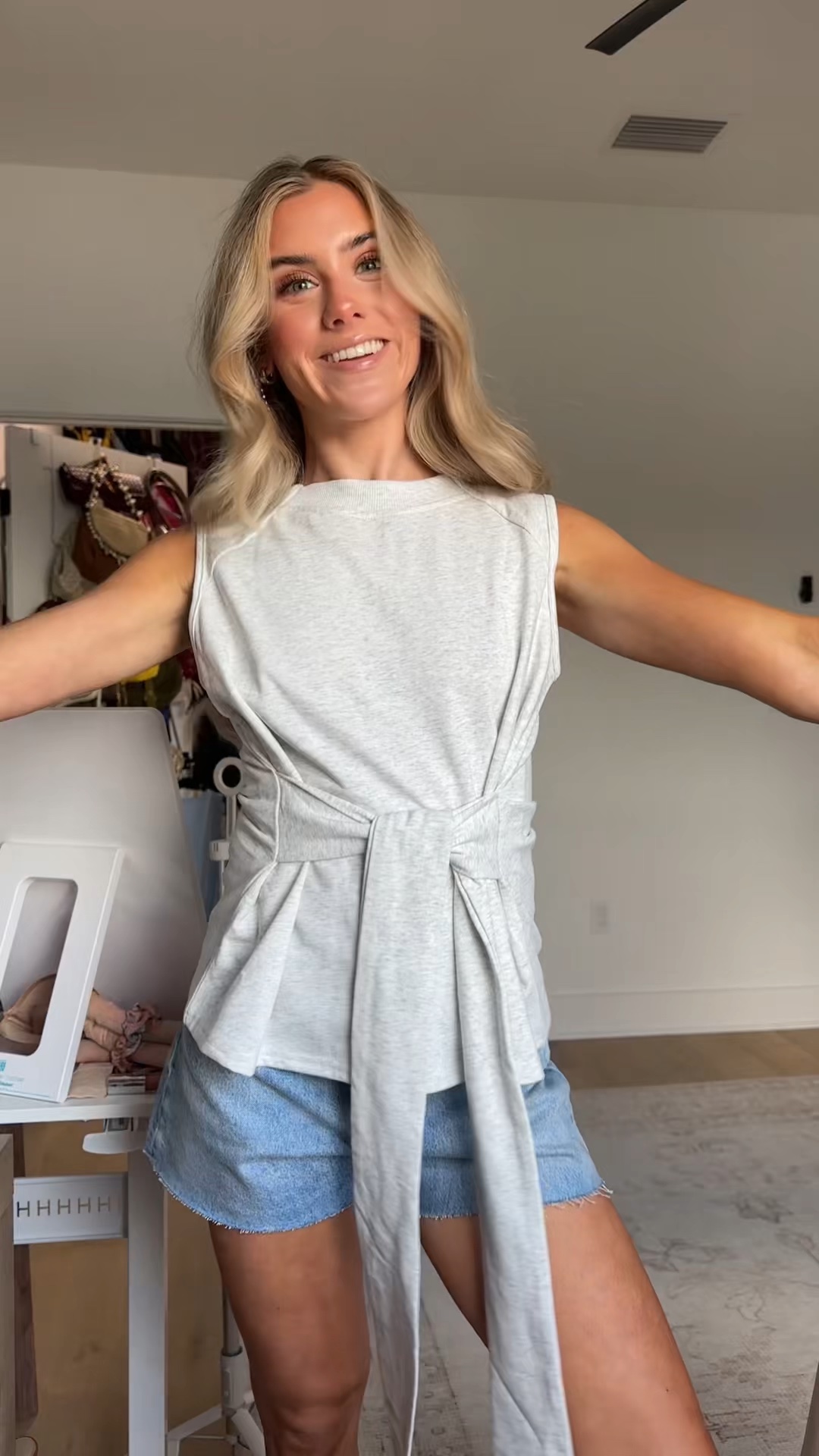 Amazon size small Zhiyouni Women's Summer Sleevesless Tops Vest Sweatshirt Workout Crewneck Tie Knot Wrap T Shirt Tee

#LTKootd #LTKSaleAlert #LTKSeasonal