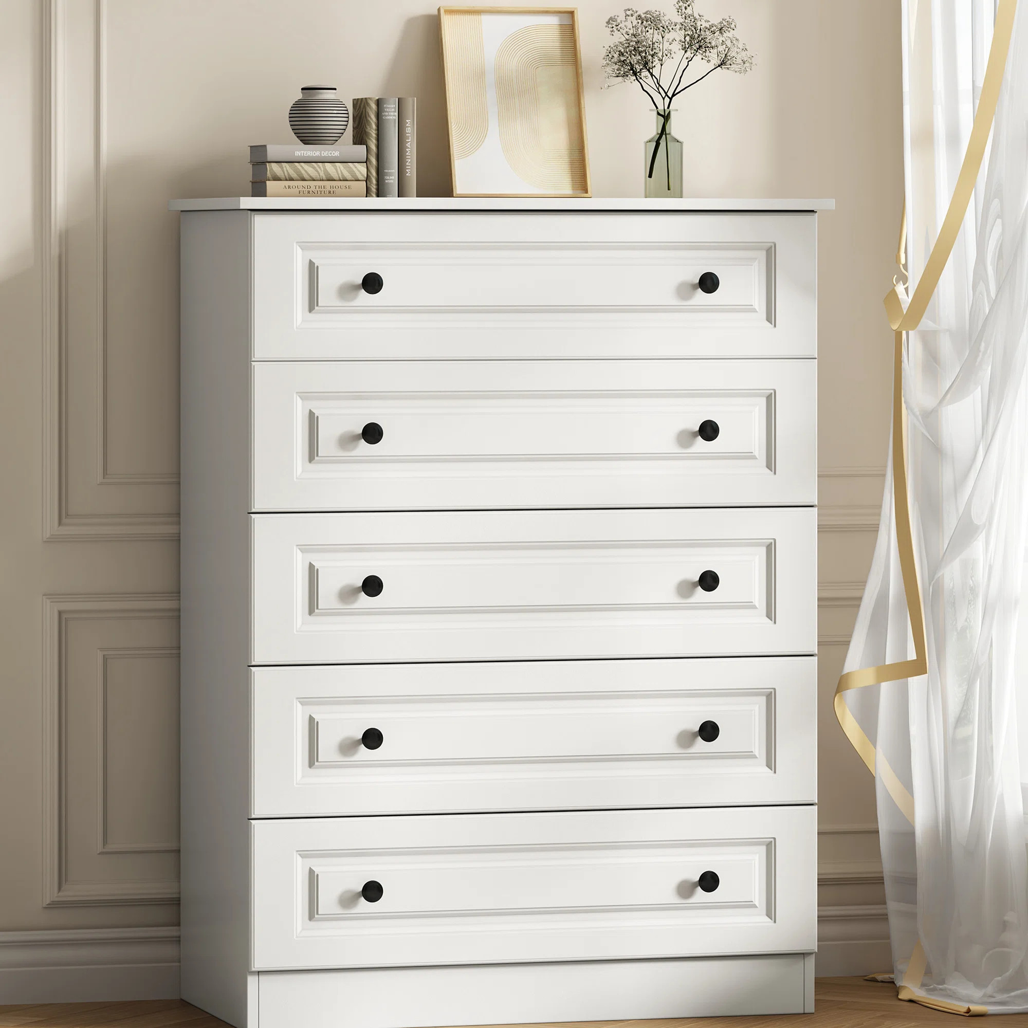 5 Drawer 29.5'' W Wood Modern Drawer Dresser | Wayfair North America