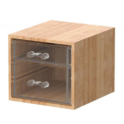 Bamboo Makeup & Jewelry Organizer with 2 Clear Acrylic Drawers, Nonslip Cosmetic Storage Box, Durable Organizer for Cosmetics, Skincare, & Jewelry | Target