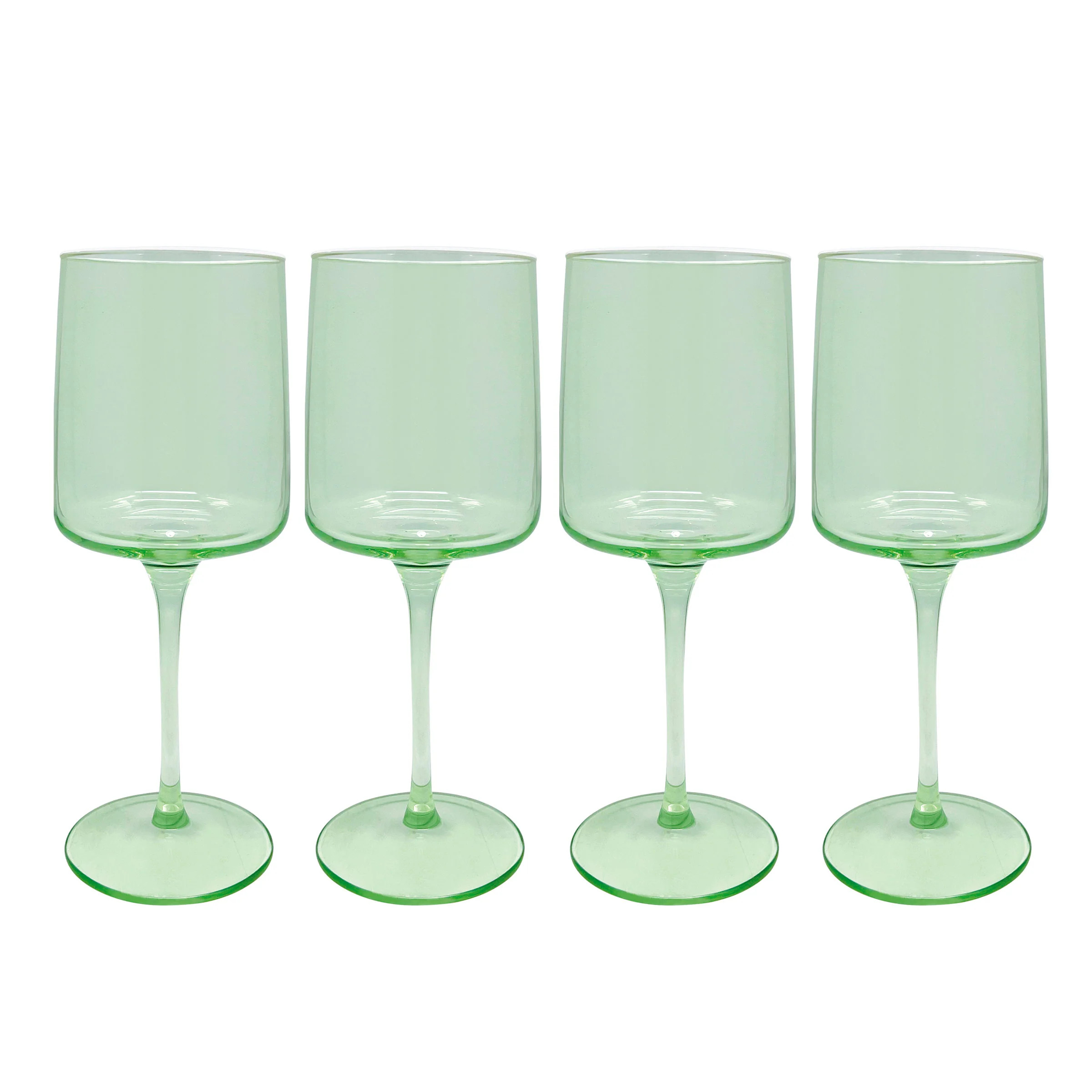 Fine Line Light Green with White Rim Wine Glass Set of 4 | Mariposa