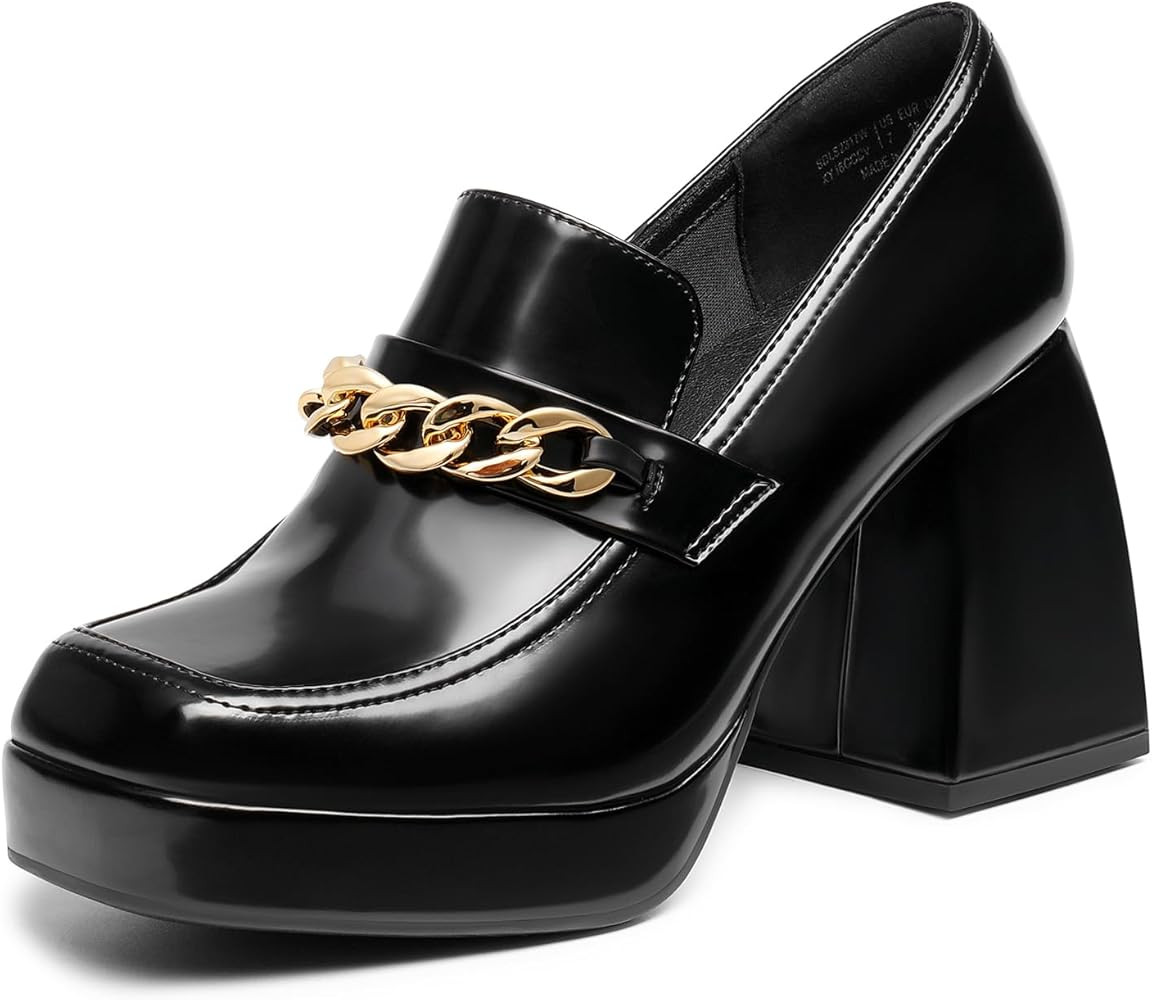 DREAM PAIRS Women's Cute Platform Loafers with Chunky Block Heel, Comfort Slip-on Dressy Loafer S... | Amazon (US)