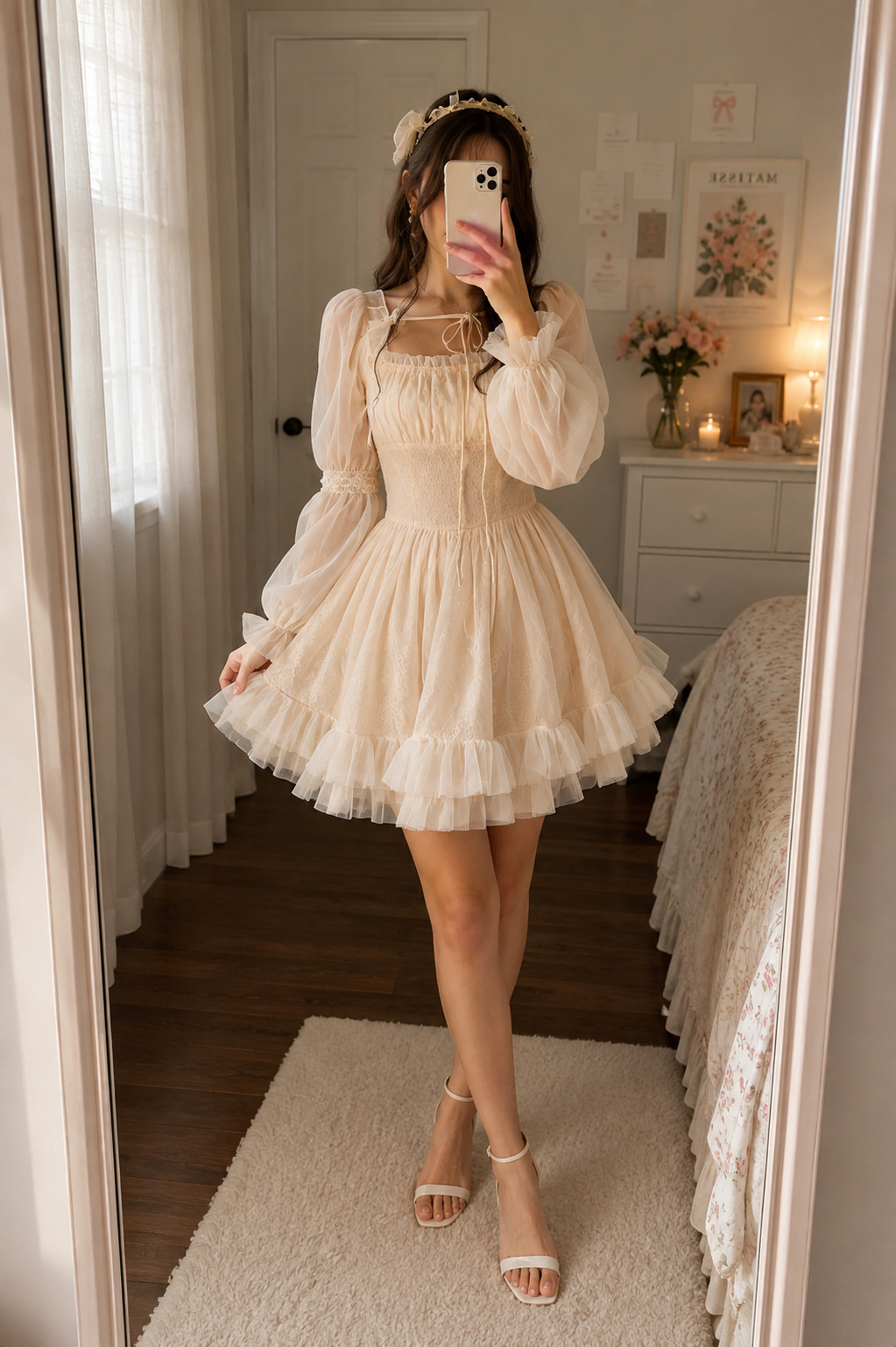 If you love the softer cottagecore side of Selkie-style dresses, this Amazon find is SO pretty 🤍 The sheer sleeves, ruffles, fitted waist, and creamy ivory color give it such a dreamy vintage feel. Perfect for photos, birthdays, bridal events, parties, or just living your princess moment for under $50. #SelkieDupe #CottagecoreDress #AmazonFinds #IvoryDress #RuffleDress #PuffSleeveDress #Under50Fashion #RomanticStyle #PrincessDress #AmazonFashion #DressInspo #GirlyFashion 

 #LTKSeasonal #LTKU #LTKSaleAlert