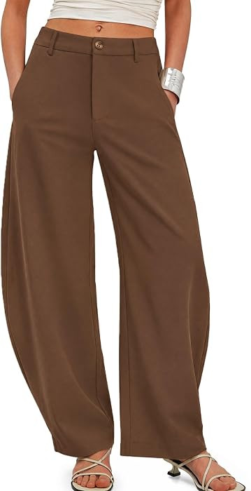 Cicy Bell Womens Barrel Dress Pants High Waisted Wide Leg Work Trousers | Amazon (US)