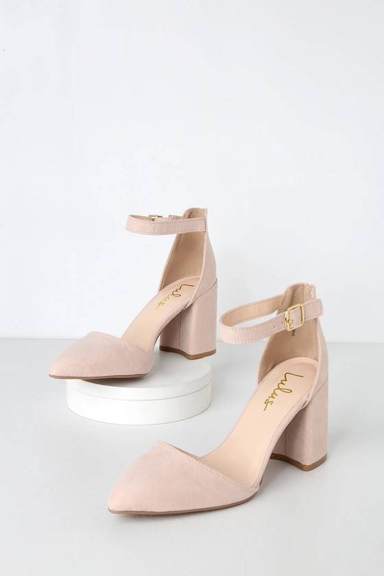 Ellarose Light Nude Suede Ankle Strap Heels | Lulus
