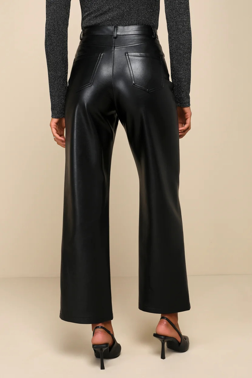 Sleek Vibe Black Vegan Leather High-Rise Pants | Lulus