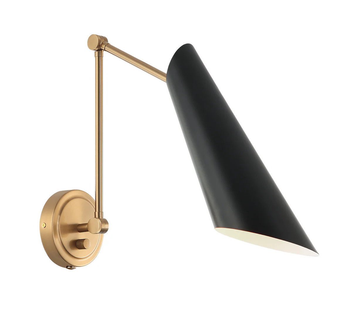 Butera One Light Wall Sconce Aged Gold Brass / Black | Lighting Design