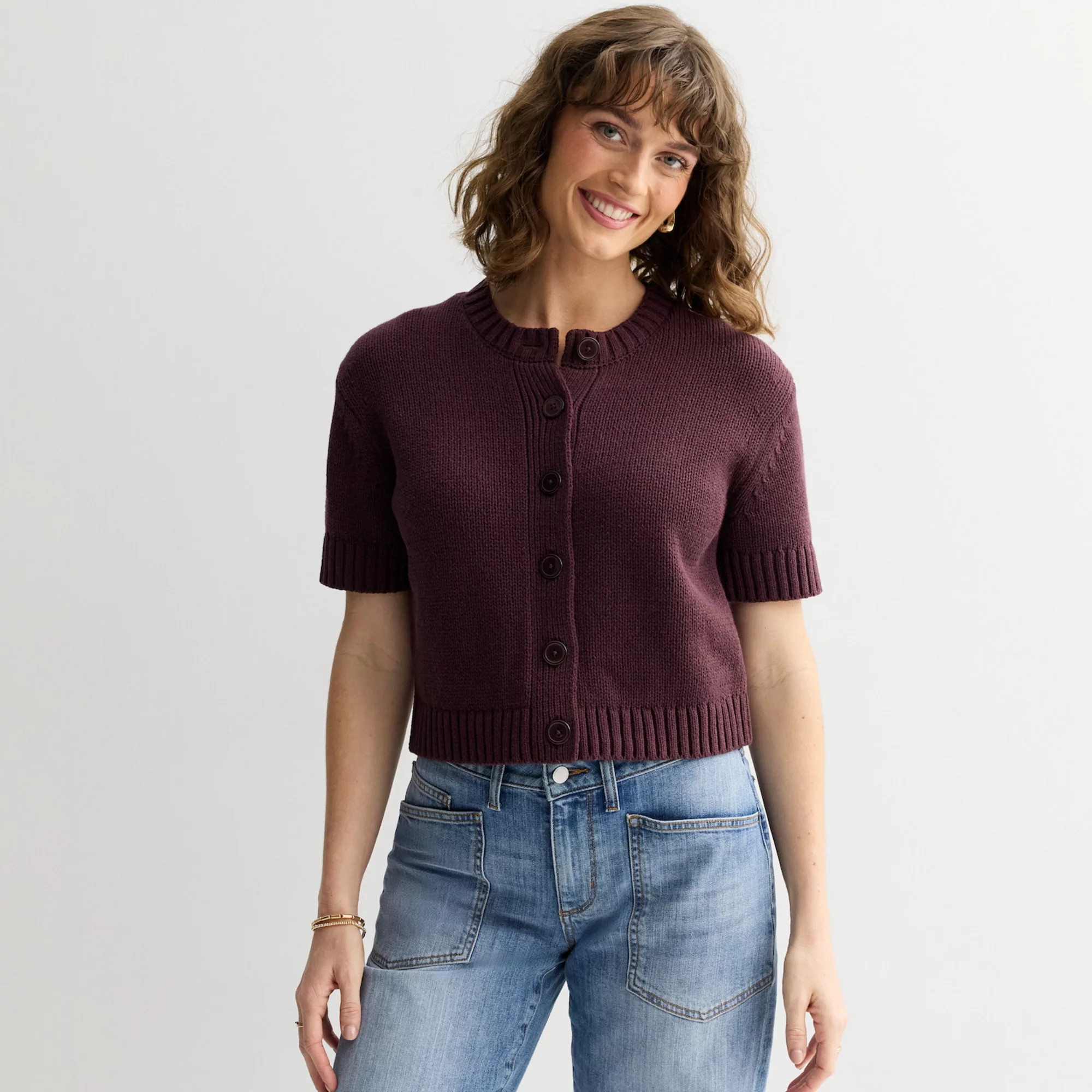 Women's Sonoma Goods For Life® Short Sleeve Cardigan Sweater | Kohl's