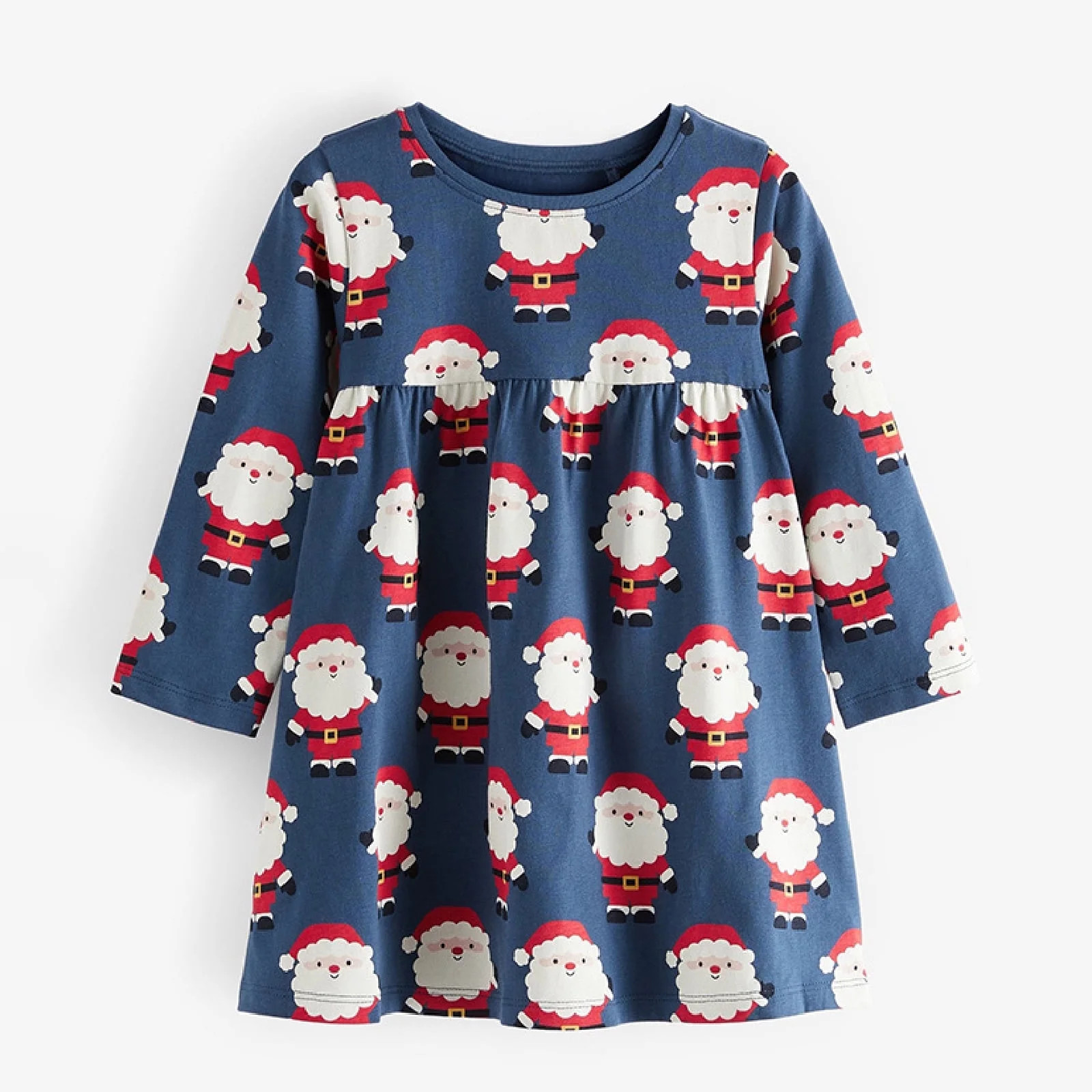 HILEELANG Toddler Girl Christmas Dress Navy Blue Santa Claus Cotton Casual Long Sleeve Tunic Play... | Walmart (US)