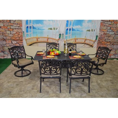 Nola 7 Piece Sunbrella Dining Set with Cushions | Wayfair North America